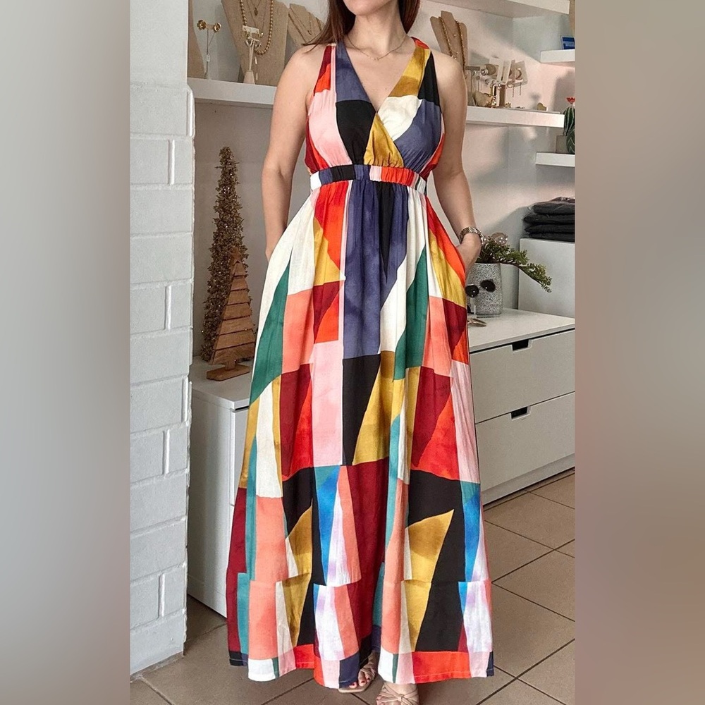 Open Back Halter Maxi Dress